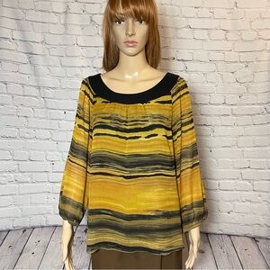 New Anne Klein Silk 3/4 Puff Sleeve Blouse Size L